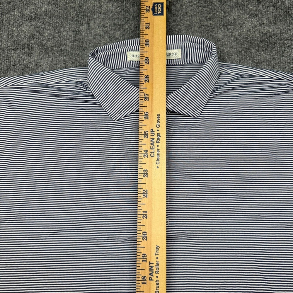 Holderness & Bourne Shirt Men's Large Tailored Fit Golf Polo Blue/White Striped - Picture 6 of 10